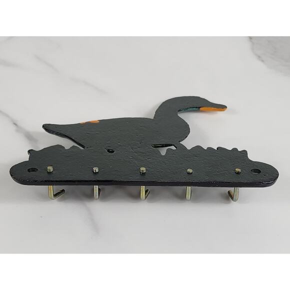 Retro Cast Iron Key Holder Ducking Duck 80's Wall Key Hook 5 1/2" Vintage - Picture 10 of 11
